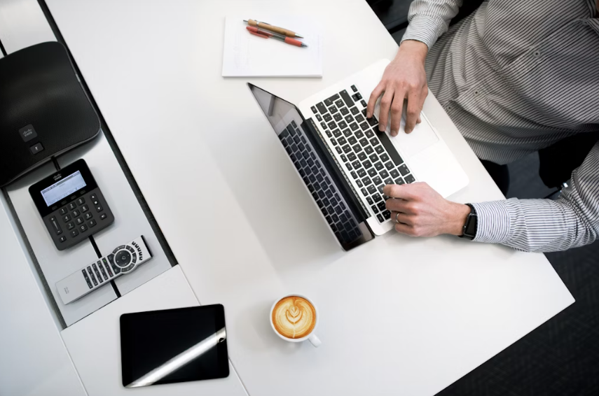 Businessperson working on laptop